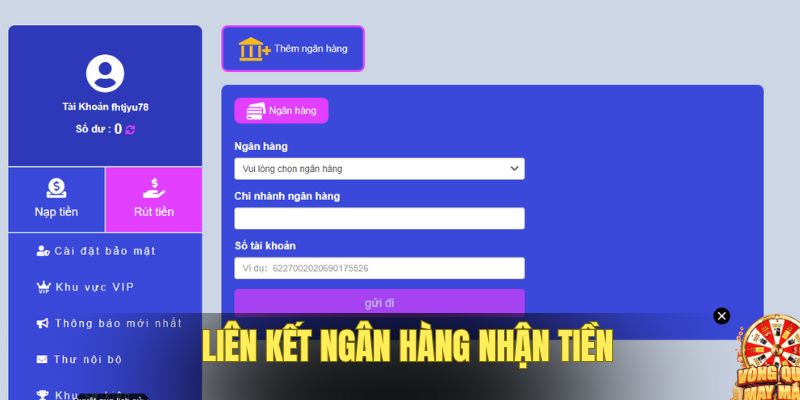 Cập nhật thông tin ngân hàng nhận tiền