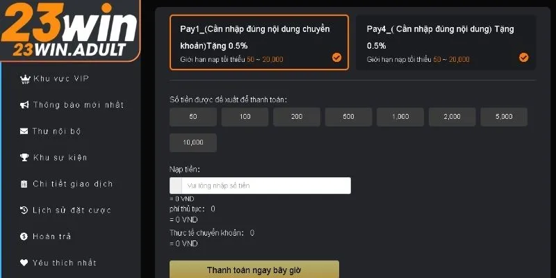 Hướng dẫn quét mã QR nạp tiền qua ví điện tử nhanh chóng - Nạp tiền 23Win